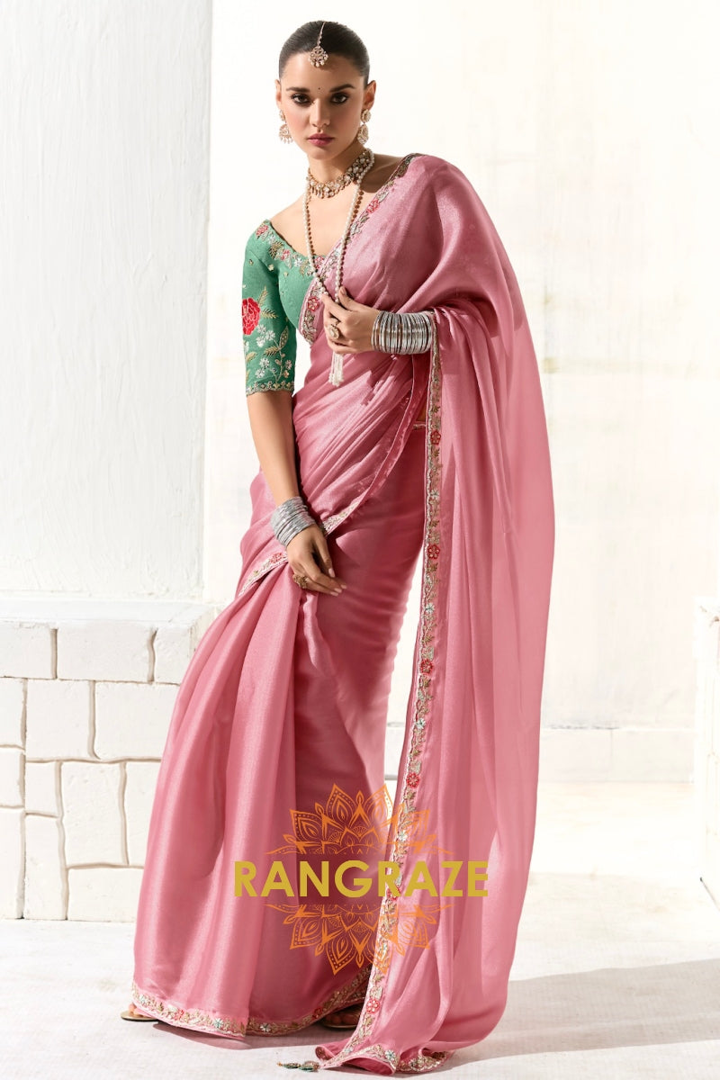 Rose Mist Organza Saree