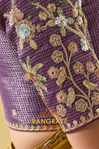 Golden Orchid Organza Tissue Saree