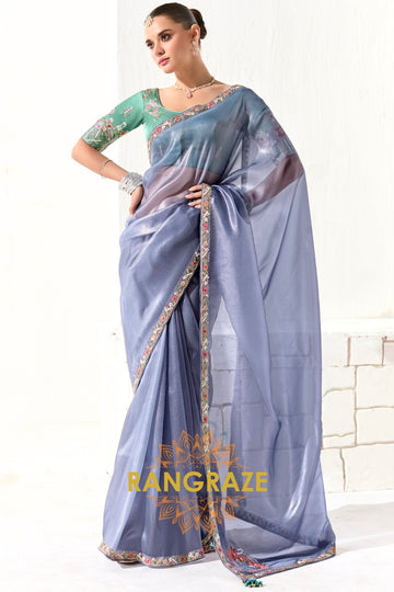 Moonlit Cascade Organza Tissue Saree