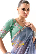 Moonlit Cascade Organza Tissue Saree
