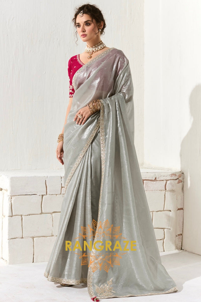 Silver Radiance Organza Tissue Saree