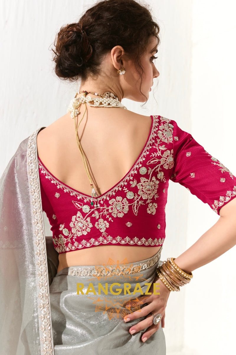 Silver Radiance Organza Tissue Saree