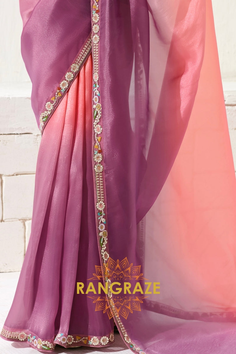 Sunset Symphony Organza Tissue Saree