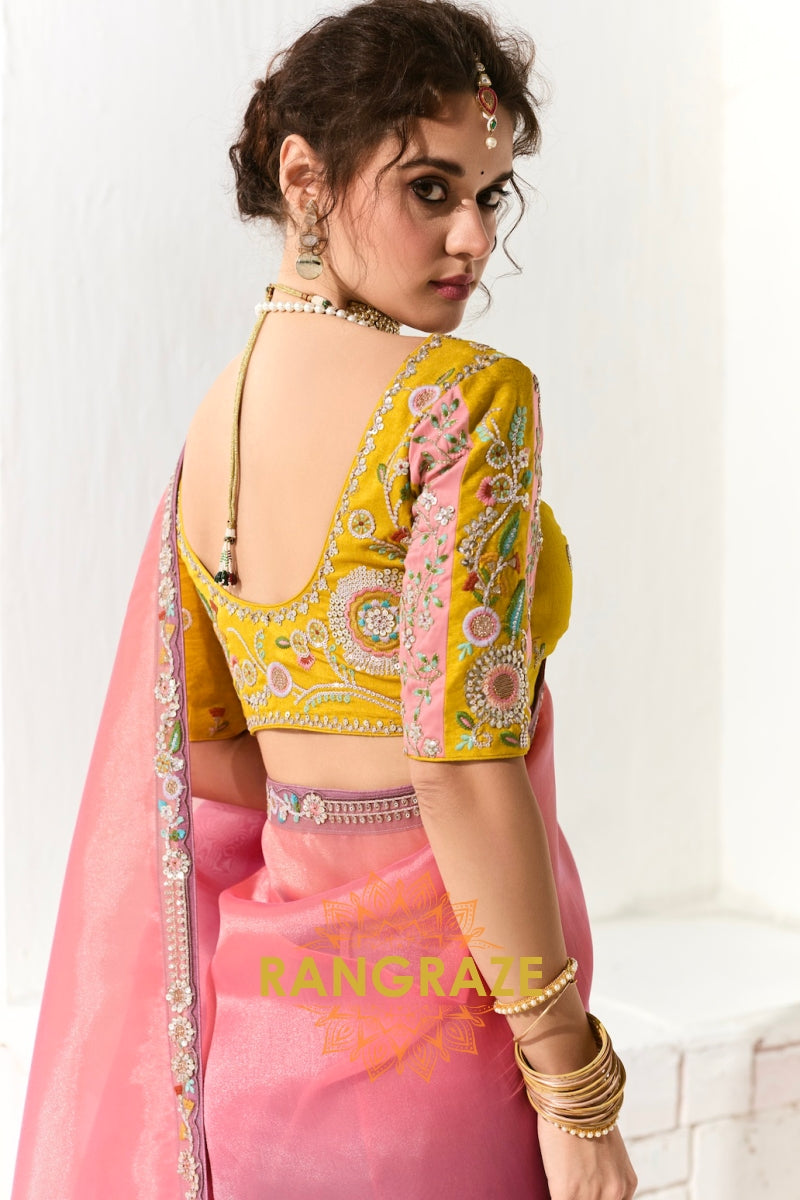 Sunset Symphony Organza Tissue Saree