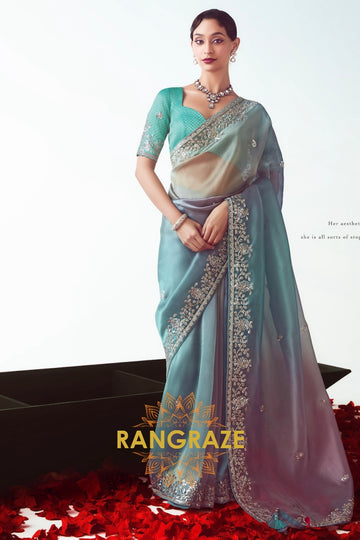 Ocean Mist Ombre Saree