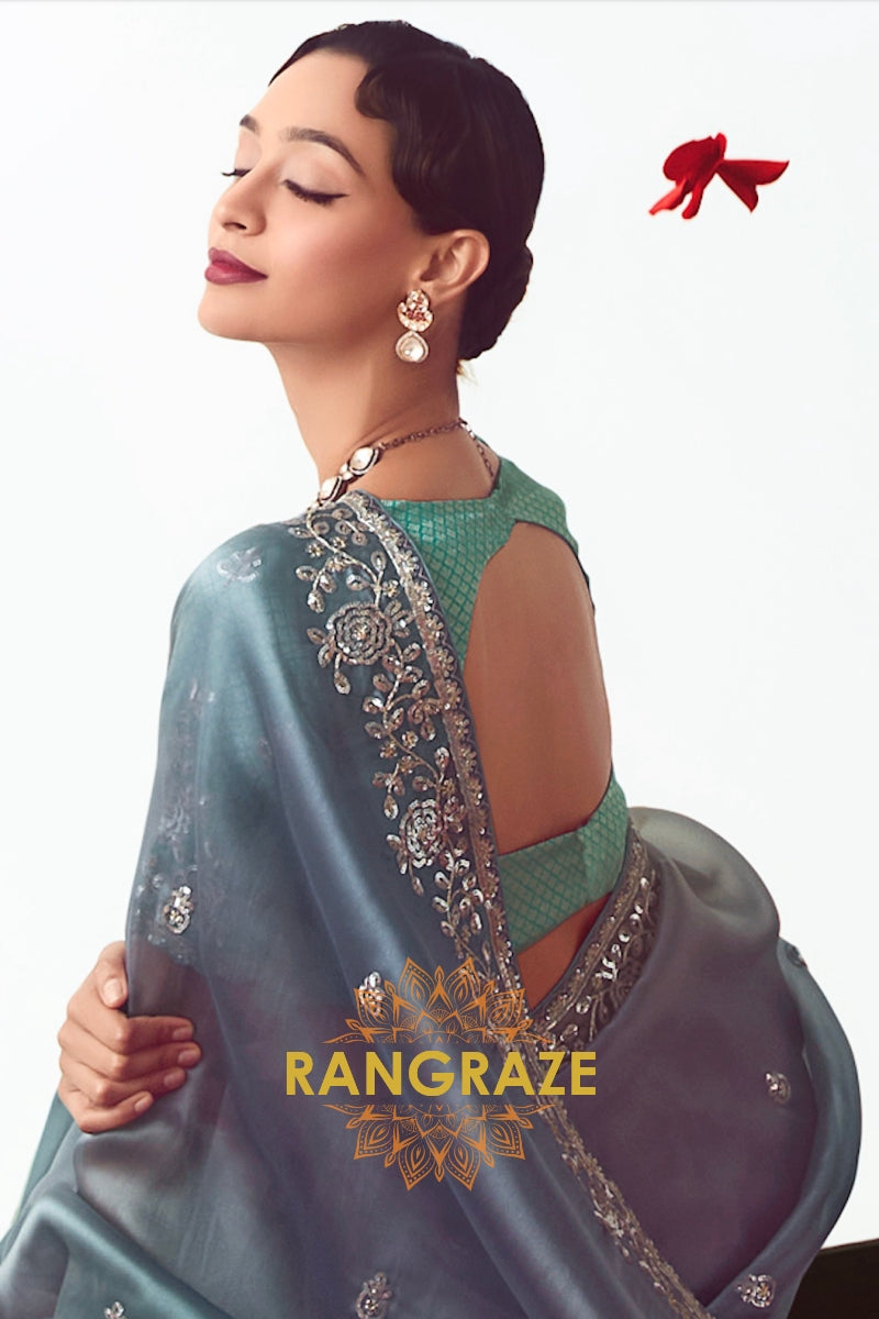 Ocean Mist Ombre Saree