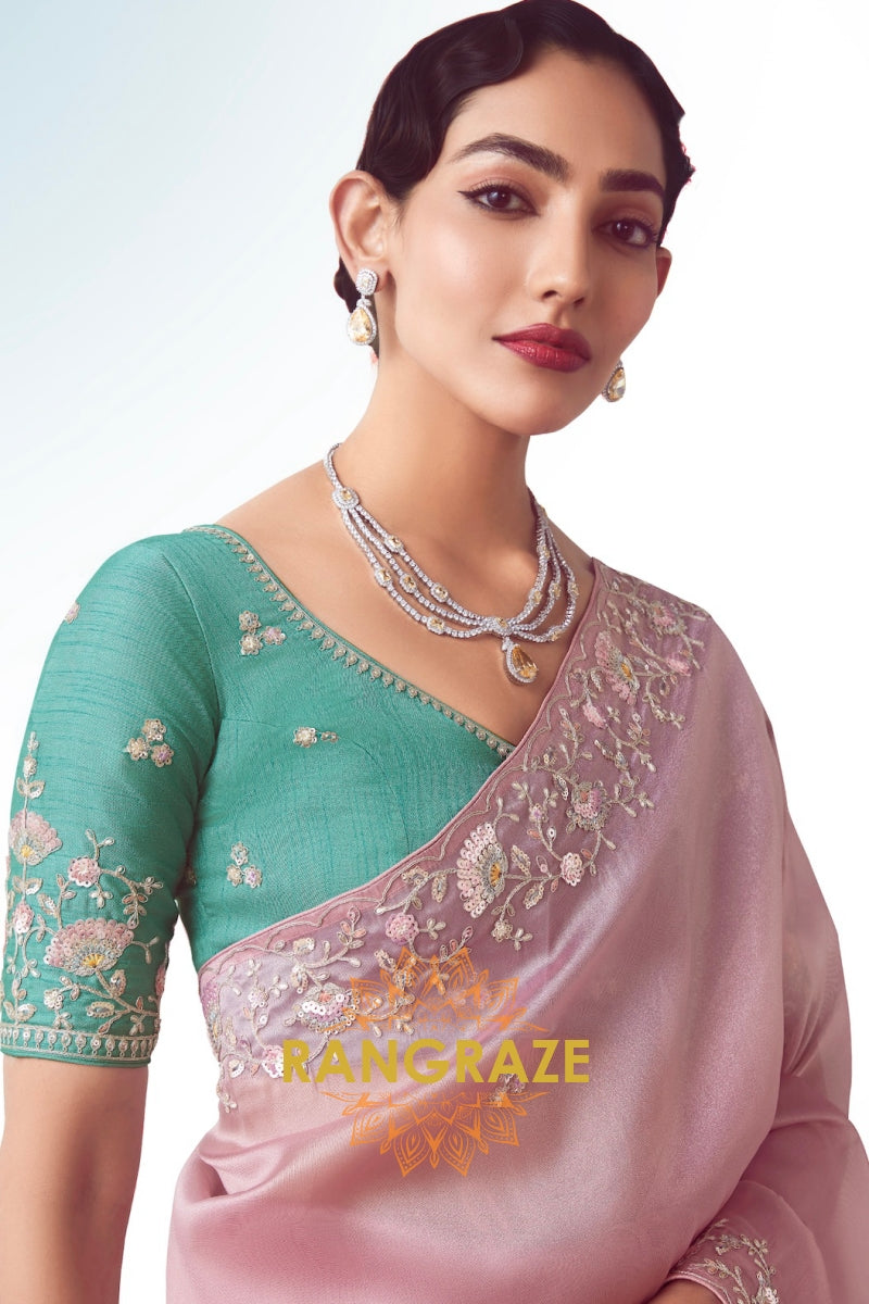 Blush Orchid Embroidered Cutwork Saree