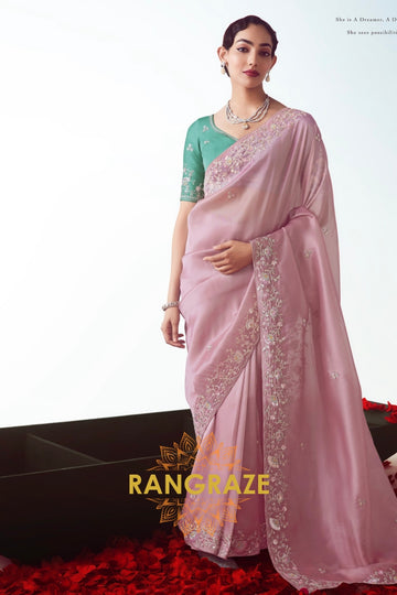 Blush Orchid Embroidered Cutwork Saree