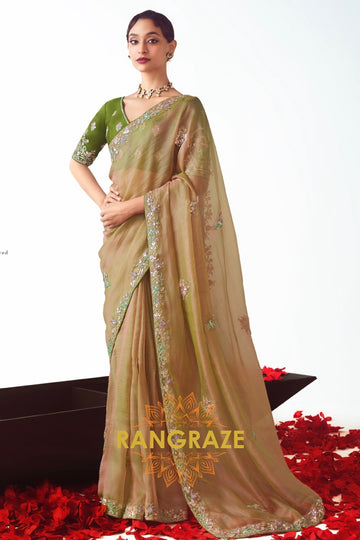 Olive Blush Dream Organza Saree