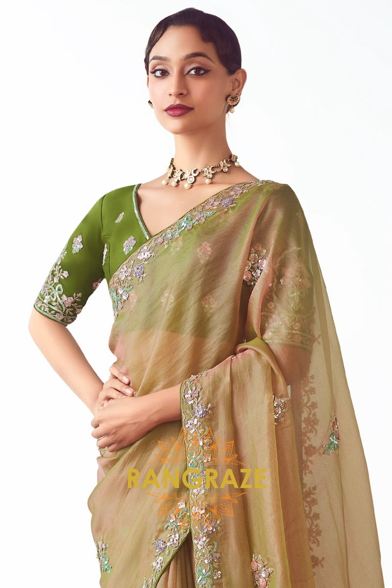 Olive Blush Dream Organza Saree