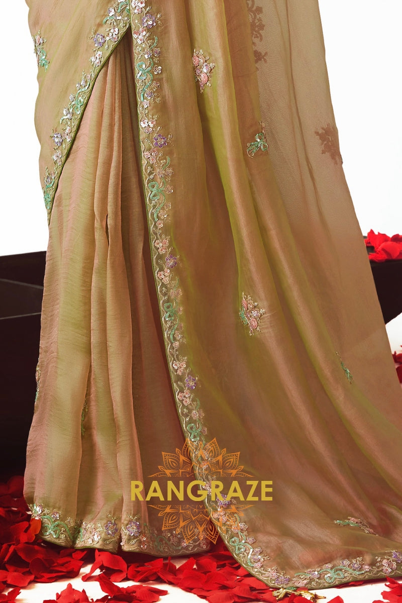 Olive Blush Dream Organza Saree