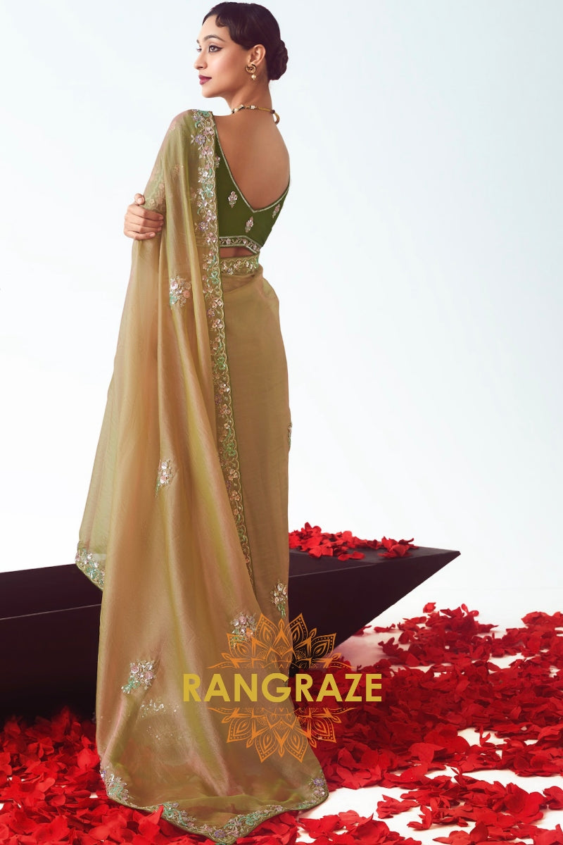 Olive Blush Dream Organza Saree