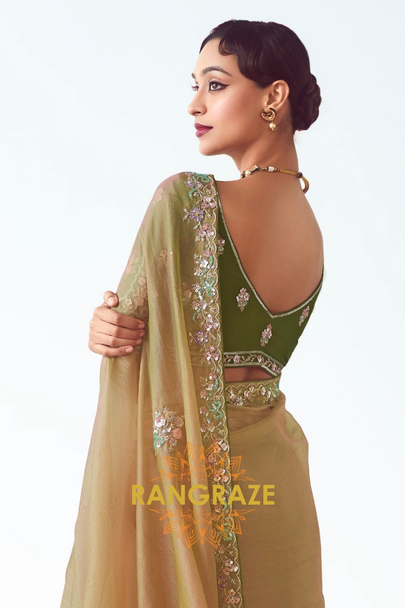 Olive Blush Dream Organza Saree