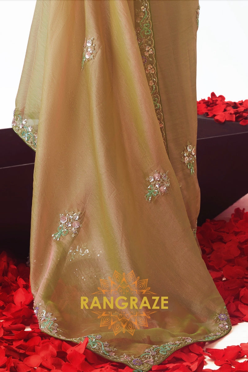 Olive Blush Dream Organza Saree
