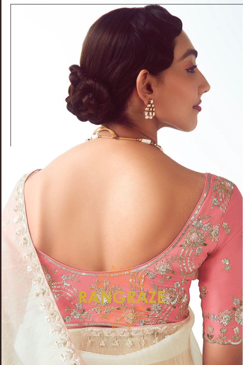 Blush Petal Whisper Embroidered Saree