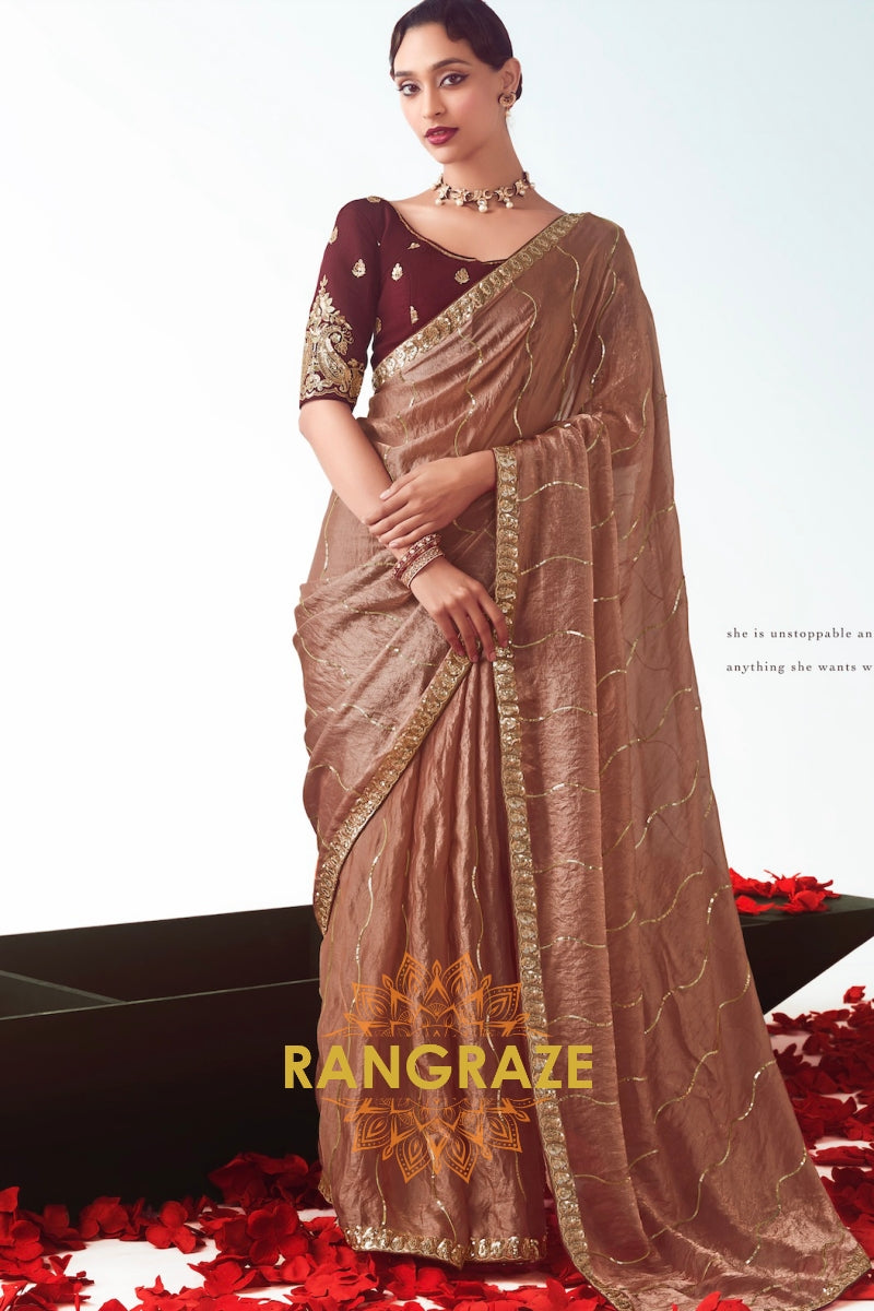 Mocha Bronze Muse Saree