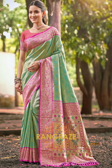 Green Kanjivaram Silk Saree with Paithani Pallu