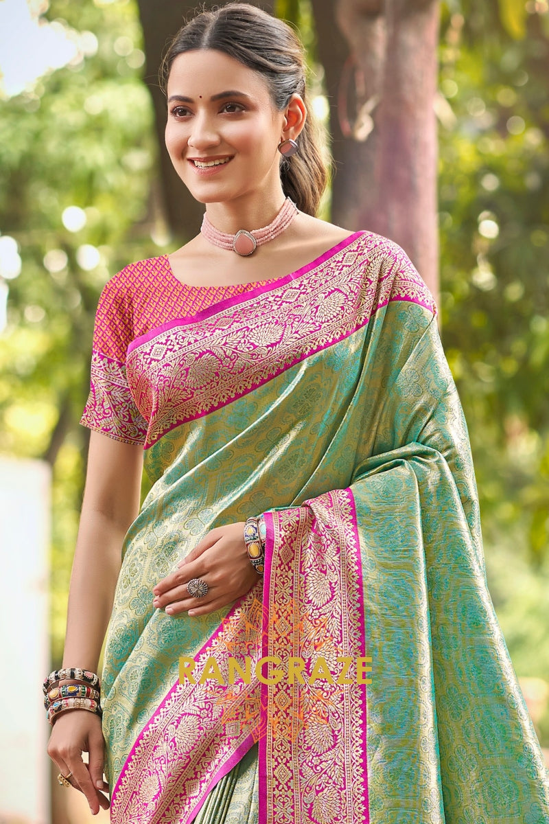 Green Kanjivaram Silk Saree with Paithani Pallu