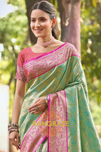 Green Kanjivaram Silk Saree with Paithani Pallu