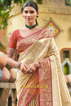 Golden Patola Silk Saree with Traditional Motifs