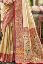 Golden Patola Silk Saree with Traditional Motifs