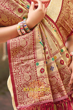 Golden Patola Silk Saree with Traditional Motifs