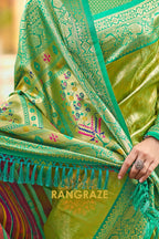 Dark Green Kanjivaram Silk Saree with Paithani Pallu