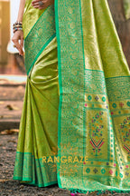 Dark Green Kanjivaram Silk Saree with Paithani Pallu