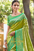 Dark Green Kanjivaram Silk Saree with Paithani Pallu