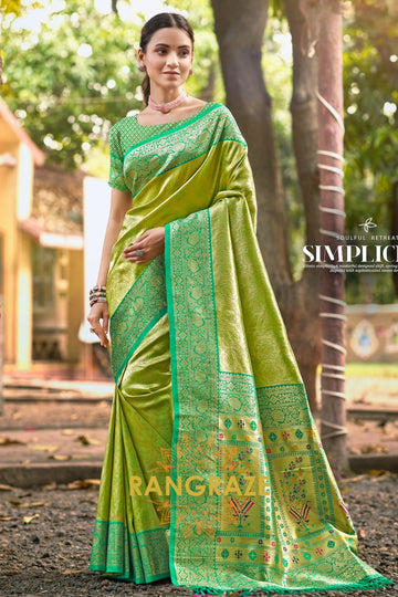 Dark Green Kanjivaram Silk Saree with Paithani Pallu