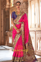 Bright Pink and Purple Paithani Silk Saree