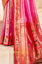 Regal Pink Paithani Tissue Silk Saree with Tassels