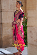 Bright Pink and Purple Paithani Silk Saree