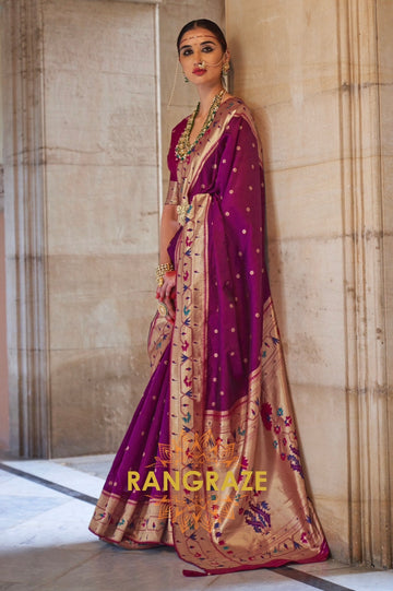 Plum Purple Paithani Silk Saree