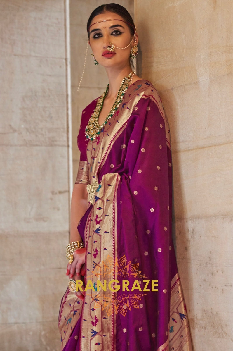 Plum Purple Paithani Silk Saree