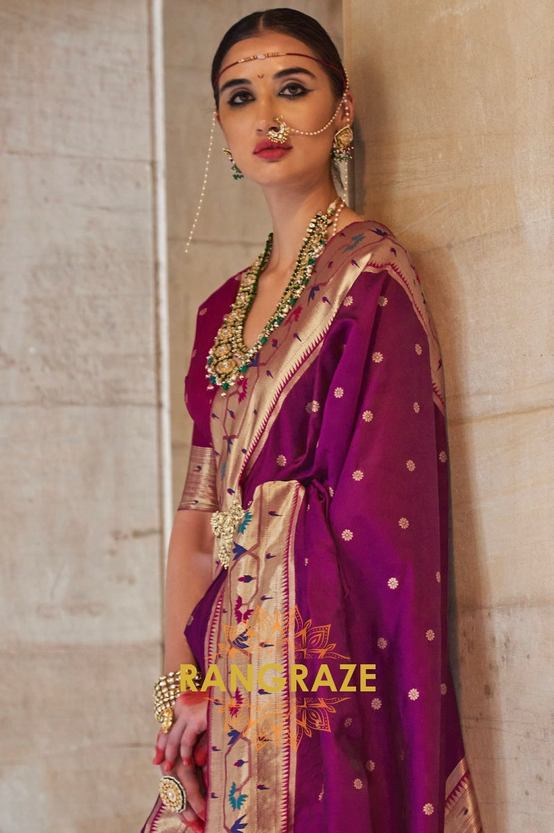 Plum Purple Paithani Silk Saree