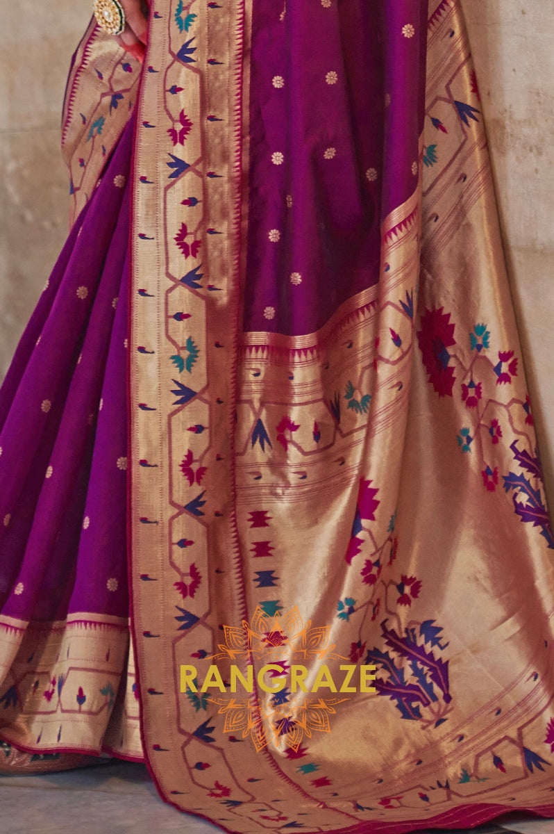 Plum Purple Paithani Silk Saree