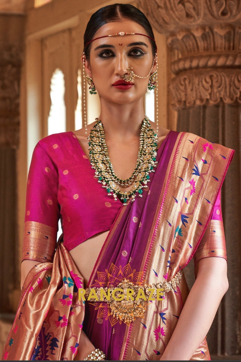 Plum Purple Paithani Silk Saree