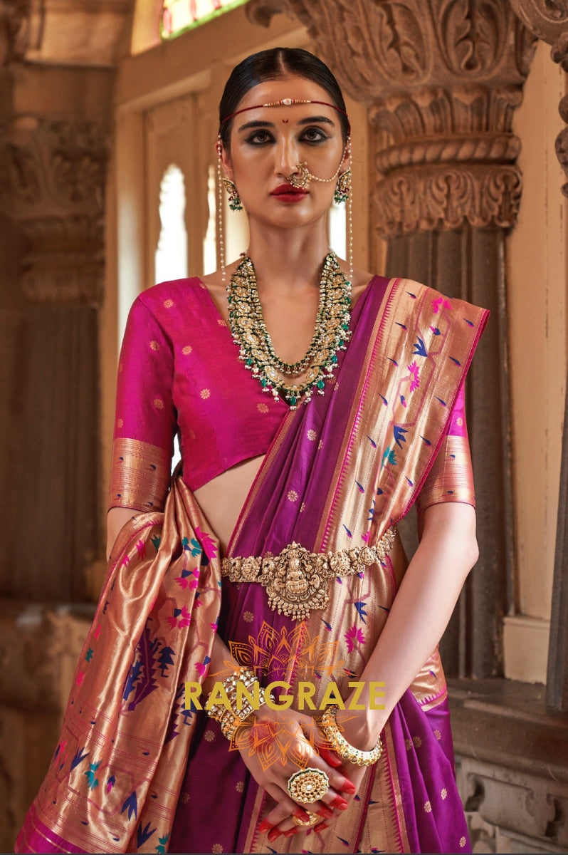 Plum Purple Paithani Silk Saree