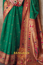 Jade Green and Maroon Paithani Silk Saree