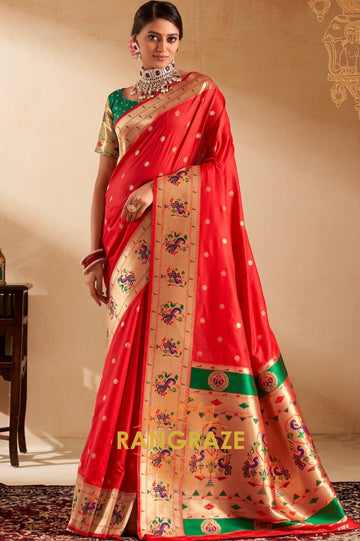 Regal Red Paithani Silk Saree: A Timeless Classic