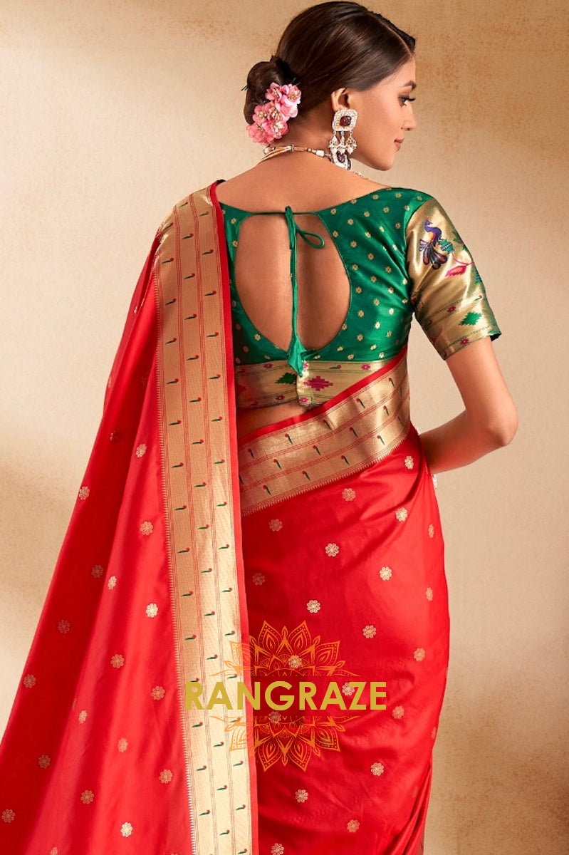 Regal Red Paithani Silk Saree: A Timeless Classic