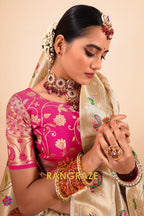 Regal Ivory Blossom Paithani Saree