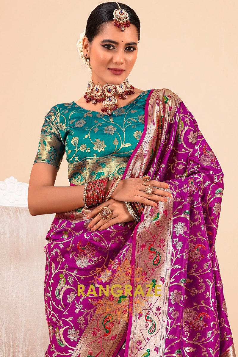 Royal Orchid Woven Paithani Saree