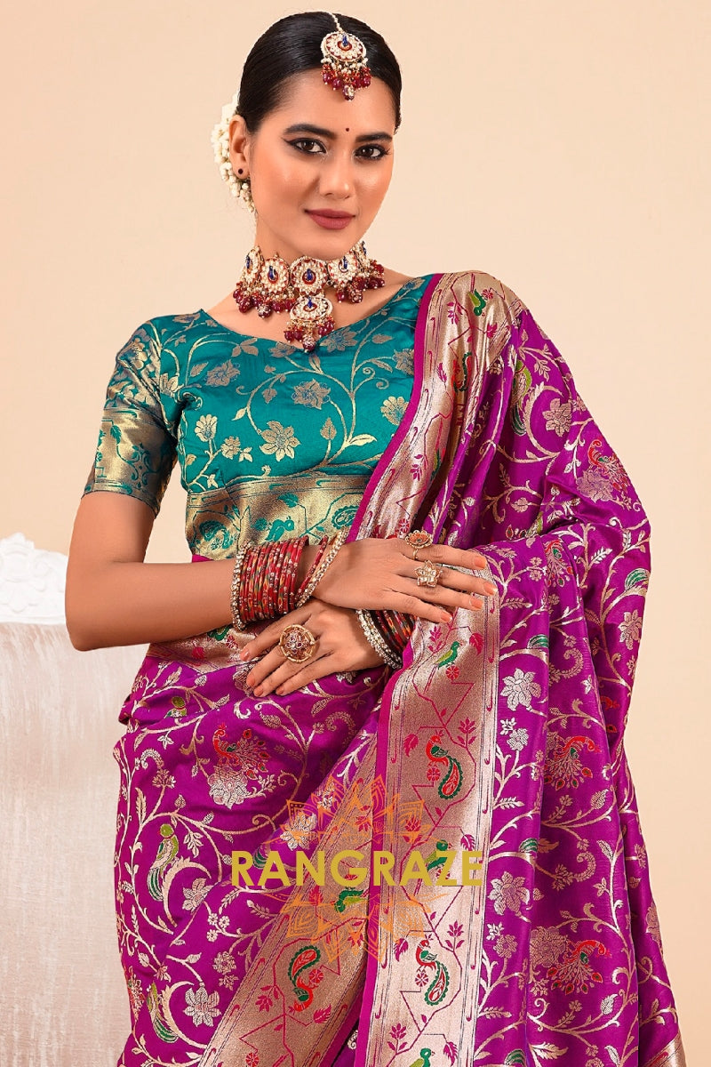 Royal Orchid Woven Paithani Saree