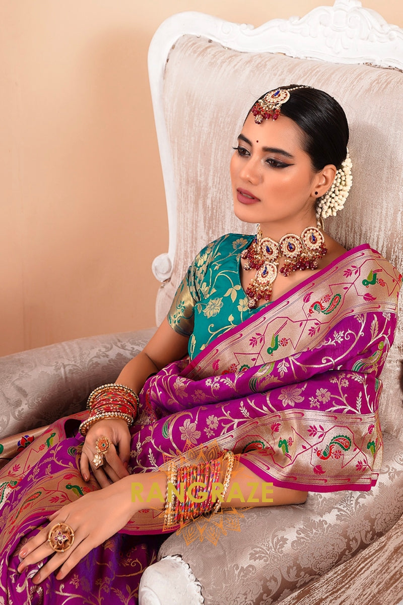 Royal Orchid Woven Paithani Saree