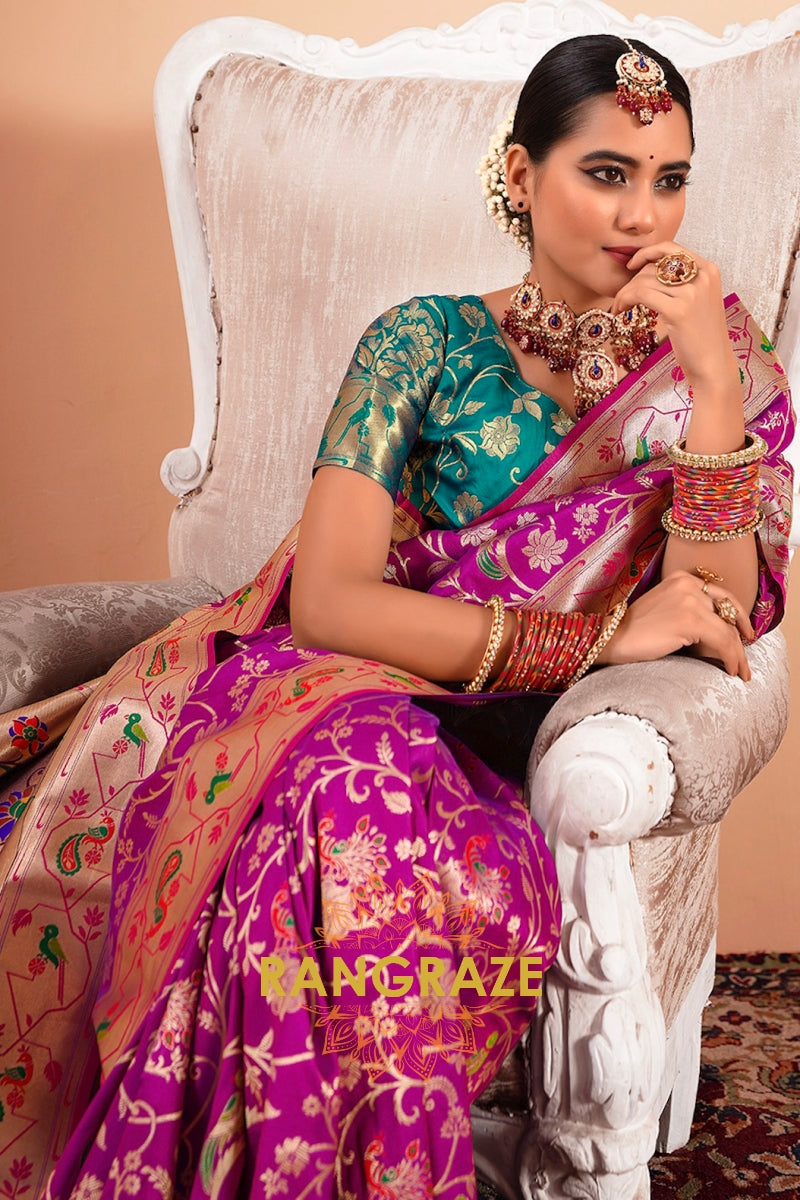 Royal Orchid Woven Paithani Saree