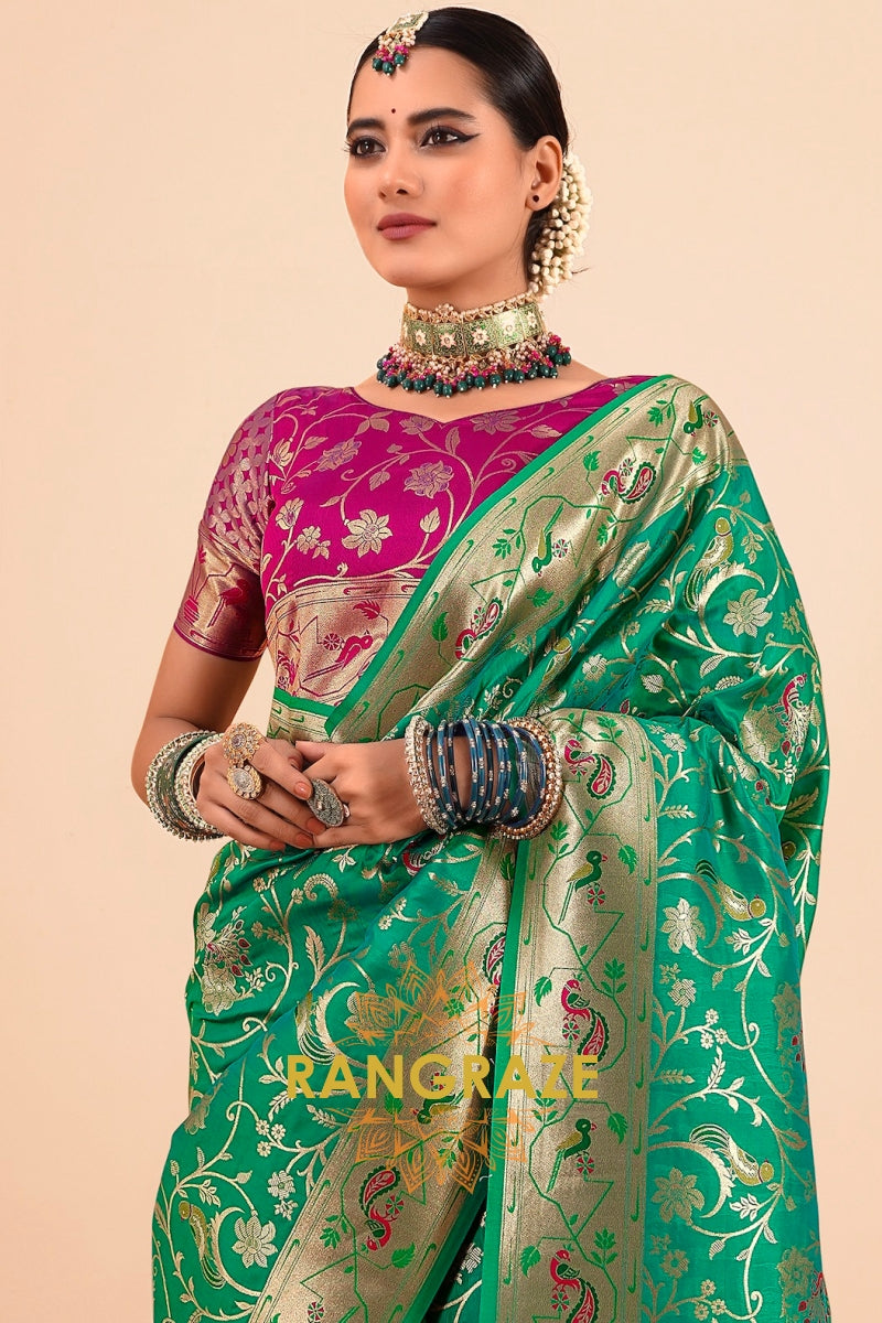 Emerald Royale Paithani Silk Saree
