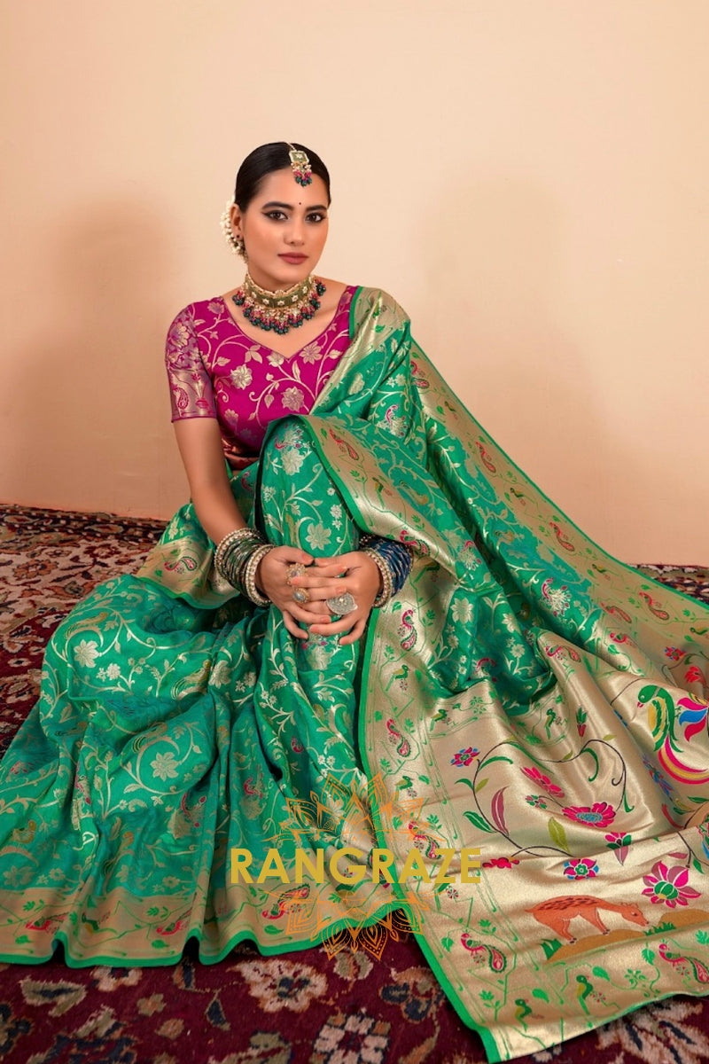 Emerald Royale Paithani Silk Saree