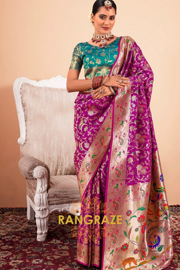 Royal Orchid Woven Paithani Saree